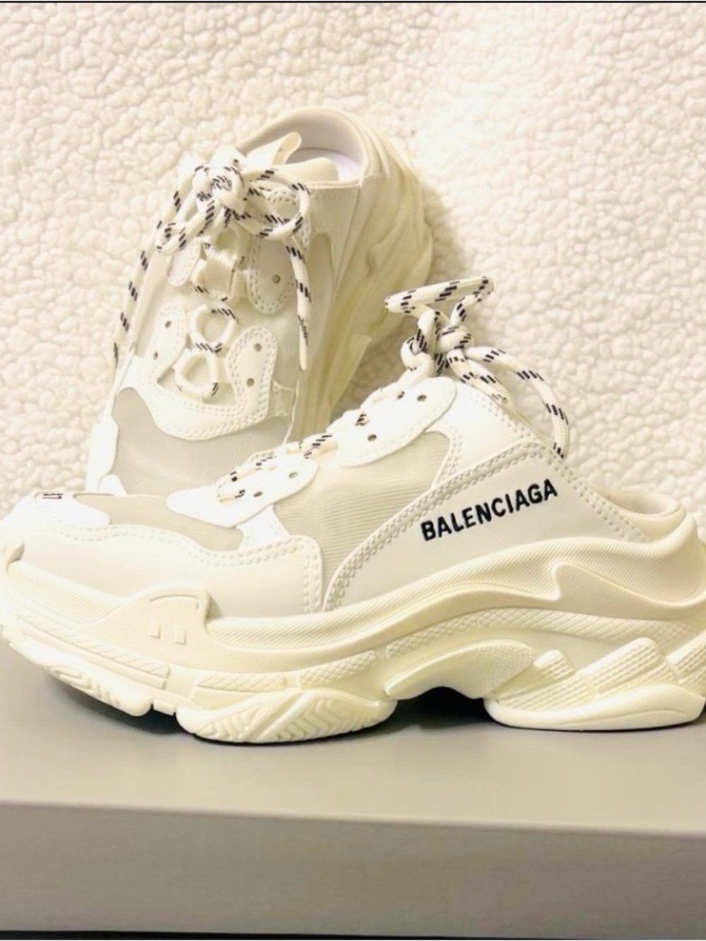 Balenciaga White Chunky Lace-Up Sneaker Mule